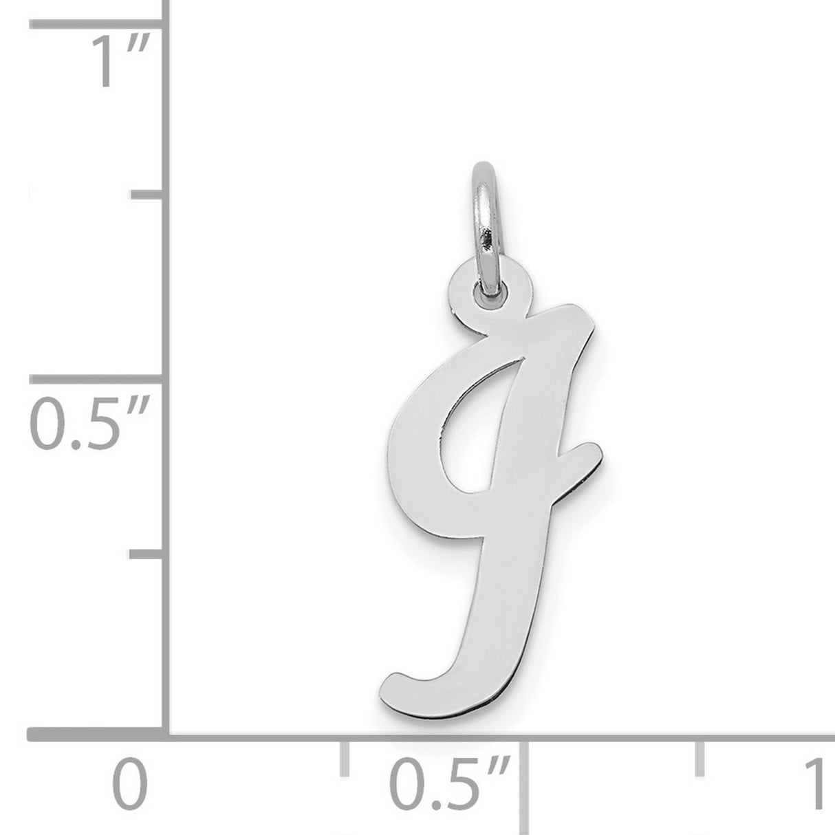 14k White Gold Initial J Pendant, Polished Cursive Letter Charm for Women