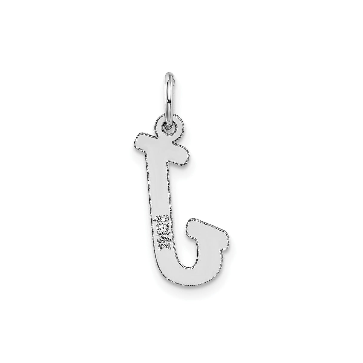 14k White Gold Initial J Pendant, Polished Block Letter Charm for Women or Unisex