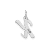 14k White Gold Letter K Pendant, Script Initial Charm for Necklace or Bracelet