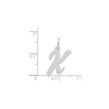 14k White Gold Letter K Pendant, Script Initial Charm for Necklace or Bracelet