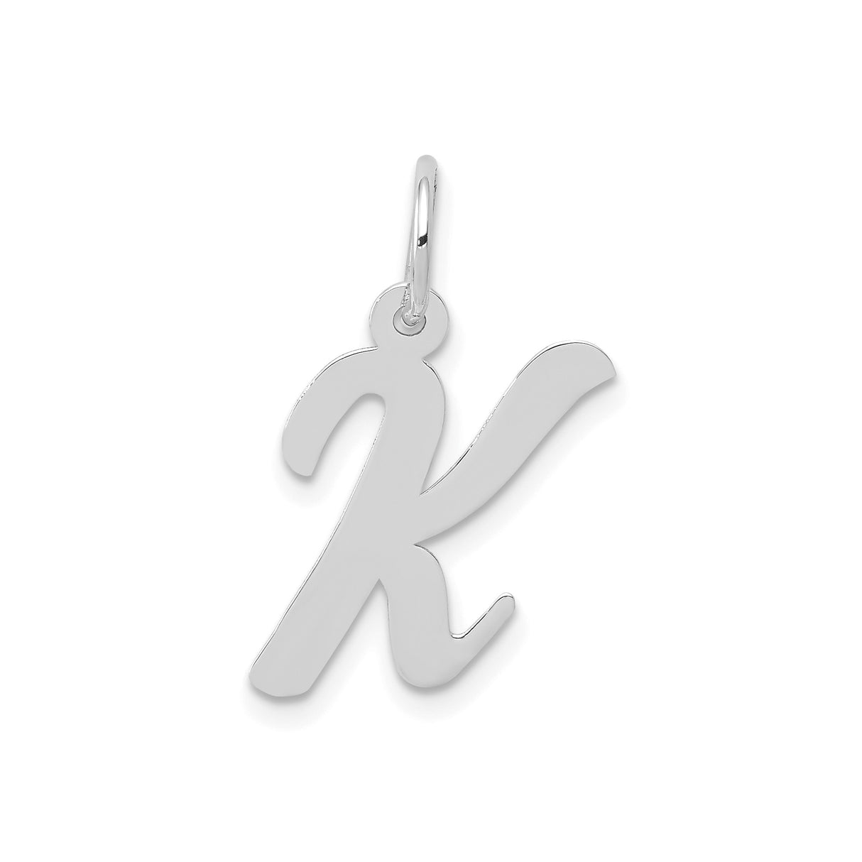 14k White Gold Letter K Pendant, Script Initial Charm for Necklace or Bracelet