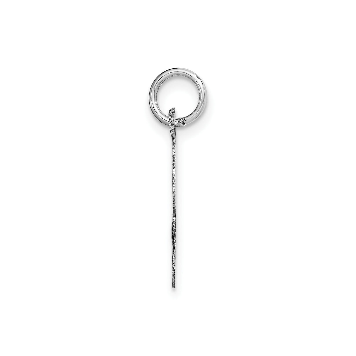 14k White Gold Script L Pendant, Polished Uppercase Initial Charm in Cursive Design