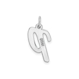 14k White Gold Letter P Pendant Charm, Flat Polished Script Initial Jewelry for Women