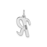 14k White Gold Script R Pendant, Polished Uppercase Letter Charm for Women