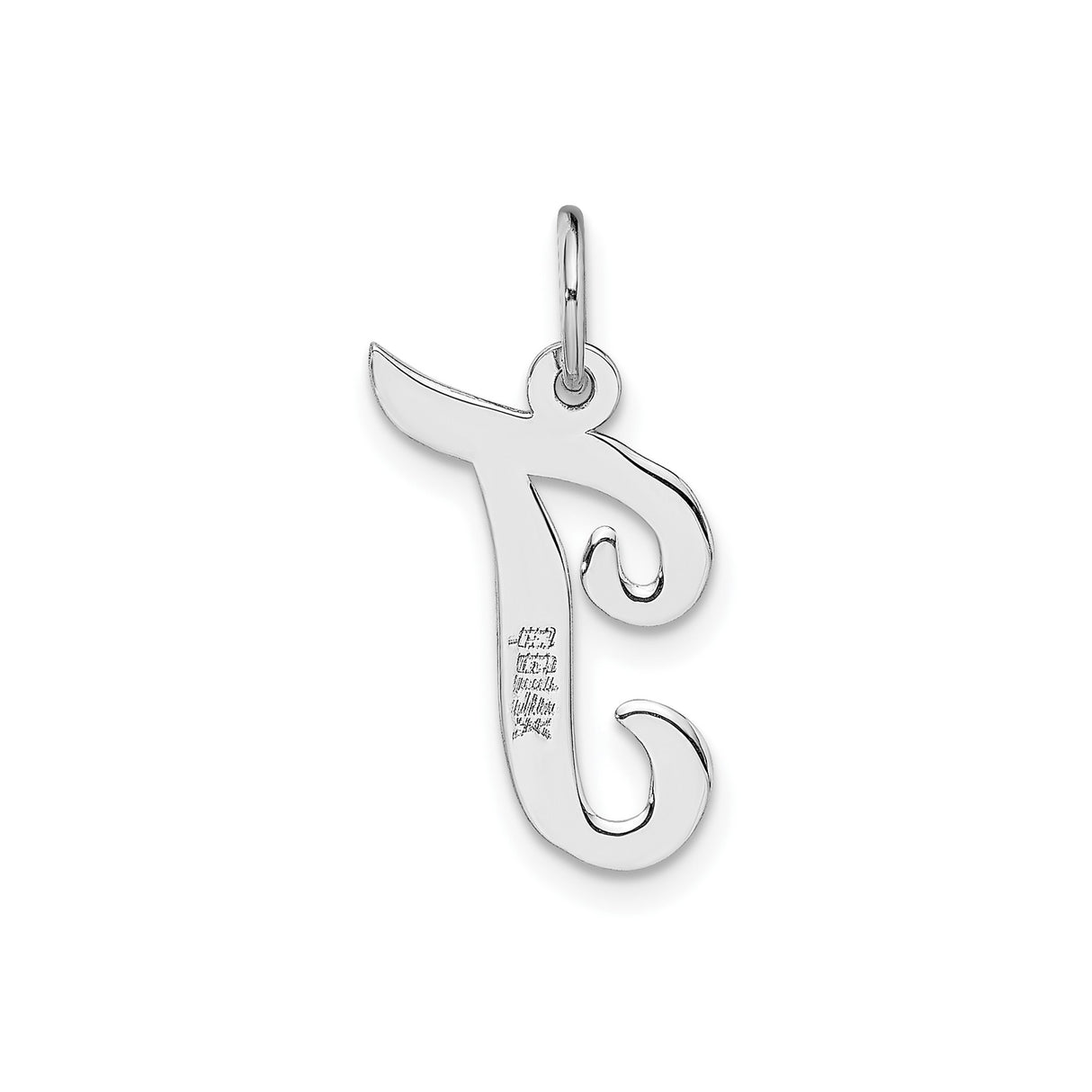14k White Gold Initial J Pendant, Polished Script Letter Charm for Women