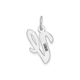 14k White Gold Script Letter V Pendant, Polished Cursive Initial Charm for Women