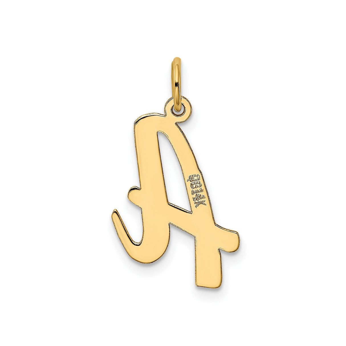 14k Yellow Gold Initial A Pendant, Polished Script Letter Charm for Women