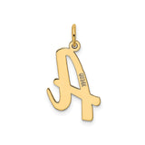 14k Yellow Gold Initial A Pendant, Polished Script Letter Charm for Women