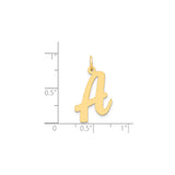 14k Yellow Gold Initial A Pendant, Polished Script Letter Charm for Women