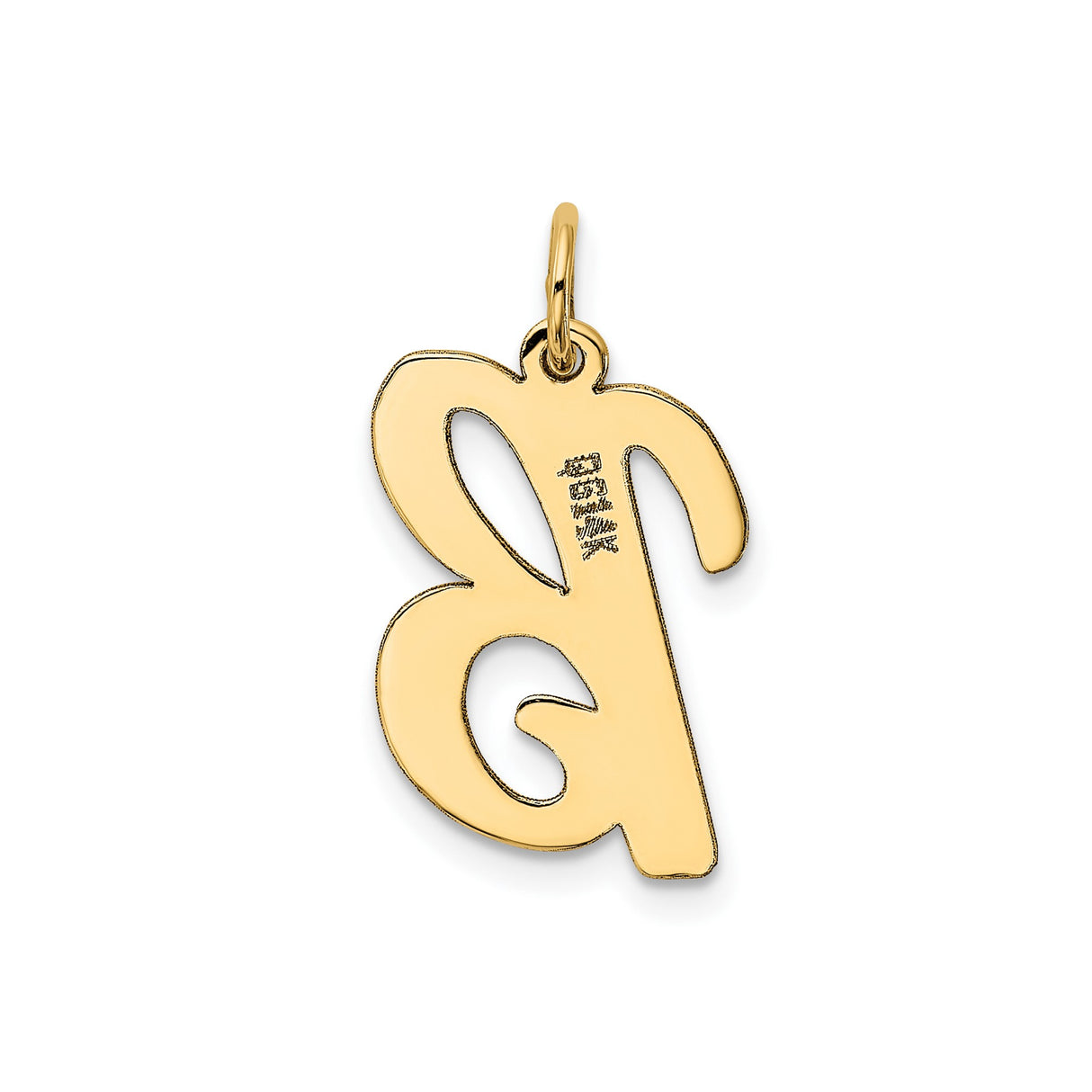 14k Yellow Gold Letter B Pendant Charm, Polished Script Initial Design for Women