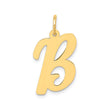 14k Yellow Gold Letter B Pendant Charm, Polished Script Initial Design for Women