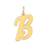14k Yellow Gold Letter B Pendant Charm, Polished Script Initial Design for Women