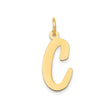 14k Yellow Gold Initial Pendant, Uppercase Letter C Script Charm, Polished Finish