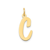14k Yellow Gold Initial Pendant, Uppercase Letter C Script Charm, Polished Finish