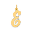 14k Yellow Gold Pendant, Script Lowercase Letter E Initial Charm, Polished Monogram Jewelry
