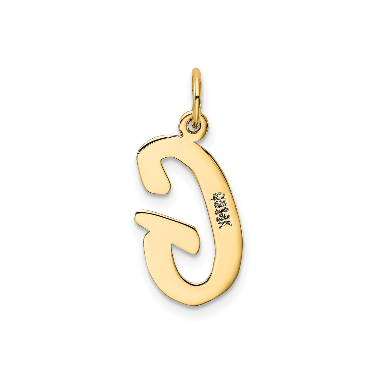 14k Yellow Gold Script Letter G Pendant Charm, Polished Uppercase Cursive Initial Design