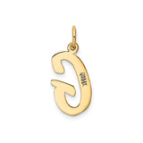 14k Yellow Gold Script Letter G Pendant Charm, Polished Uppercase Cursive Initial Design