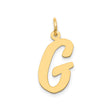14k Yellow Gold Script Letter G Pendant Charm, Polished Uppercase Cursive Initial Design