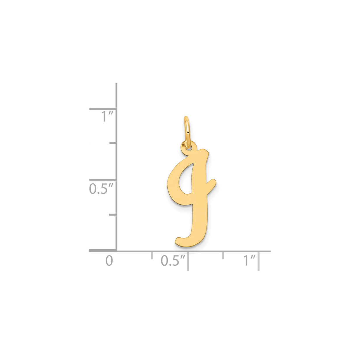 14k Yellow Gold Lowercase G Initial Pendant, Polished Script Letter Charm