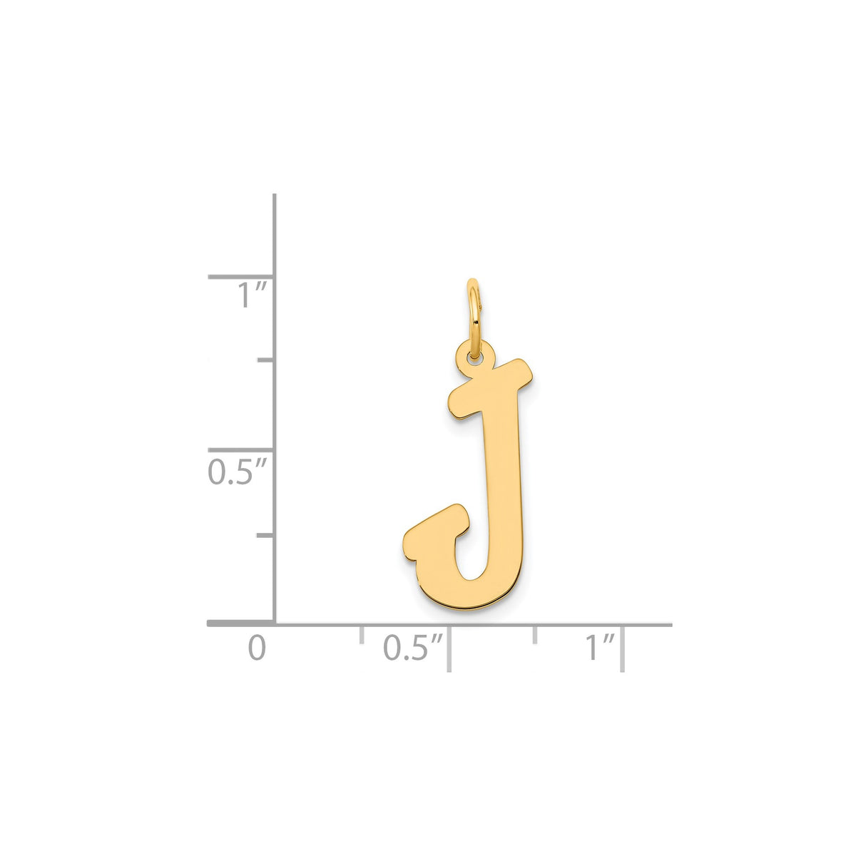 14k Yellow Gold Initial J Pendant Charm, Polished Block Letter, Modern Monogram Jewelry for Women or Unisex