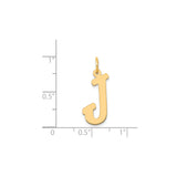 14k Yellow Gold Initial J Pendant Charm, Polished Block Letter, Modern Monogram Jewelry for Women or Unisex