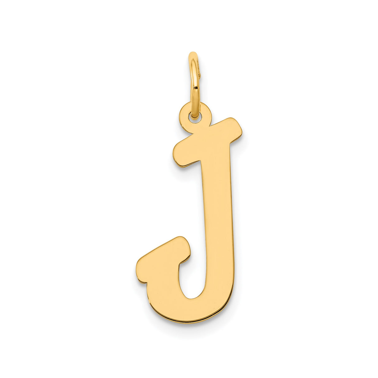 14k Yellow Gold Initial J Pendant Charm, Polished Block Letter, Modern Monogram Jewelry for Women or Unisex