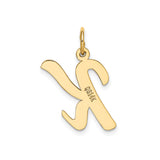 14k Yellow Gold Script Letter K Pendant, Polished Cursive Initial Charm for Women