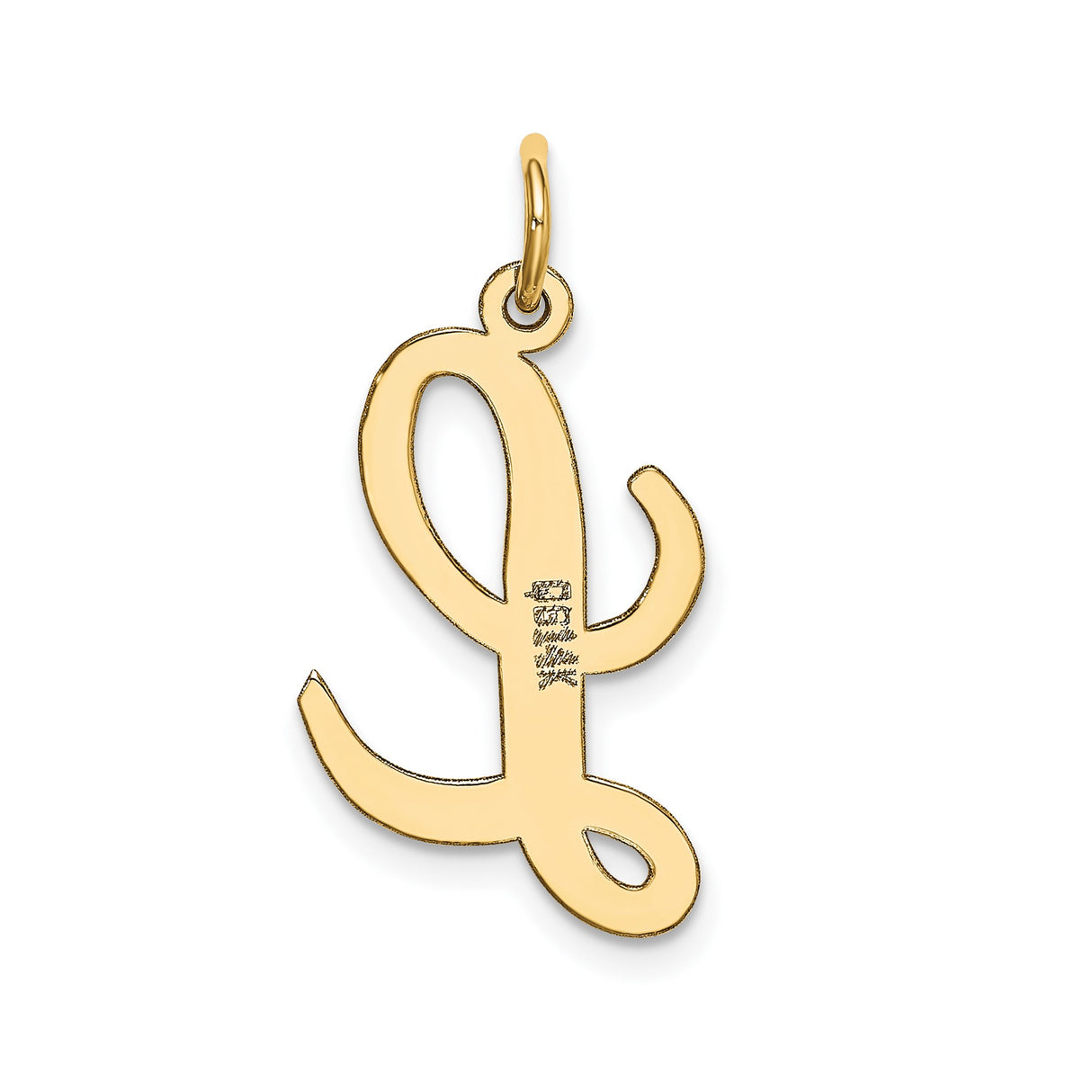 14k Yellow Gold Initial L Pendant, Polished Script Letter Charm for Women