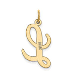 14k Yellow Gold Initial L Pendant, Polished Script Letter Charm for Women