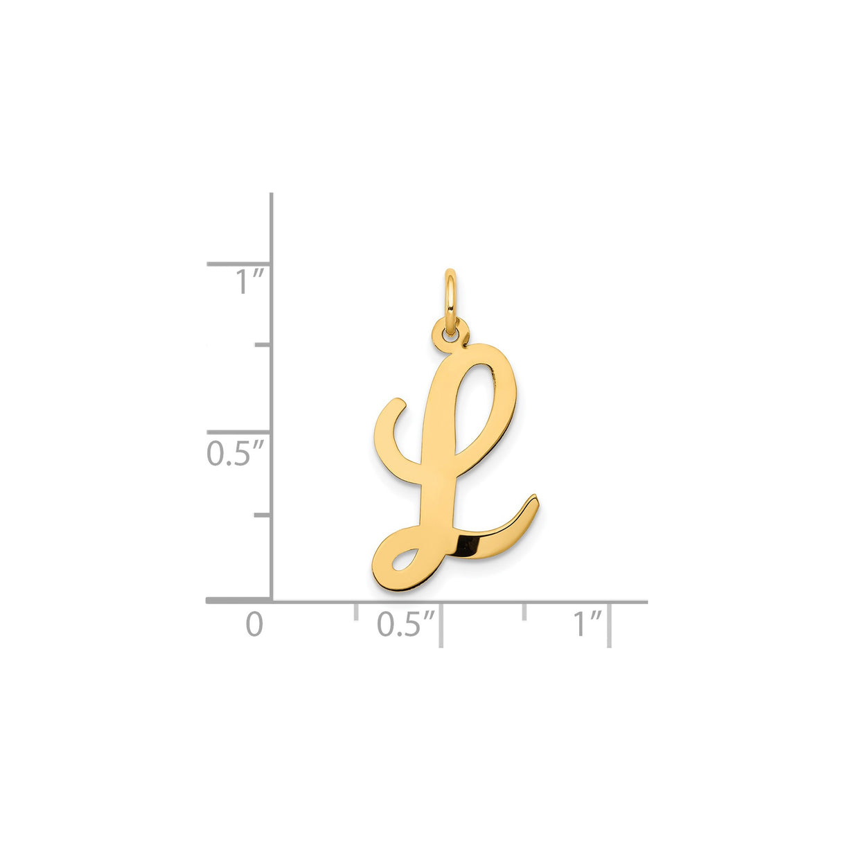 14k Yellow Gold Initial L Pendant, Polished Script Letter Charm for Women