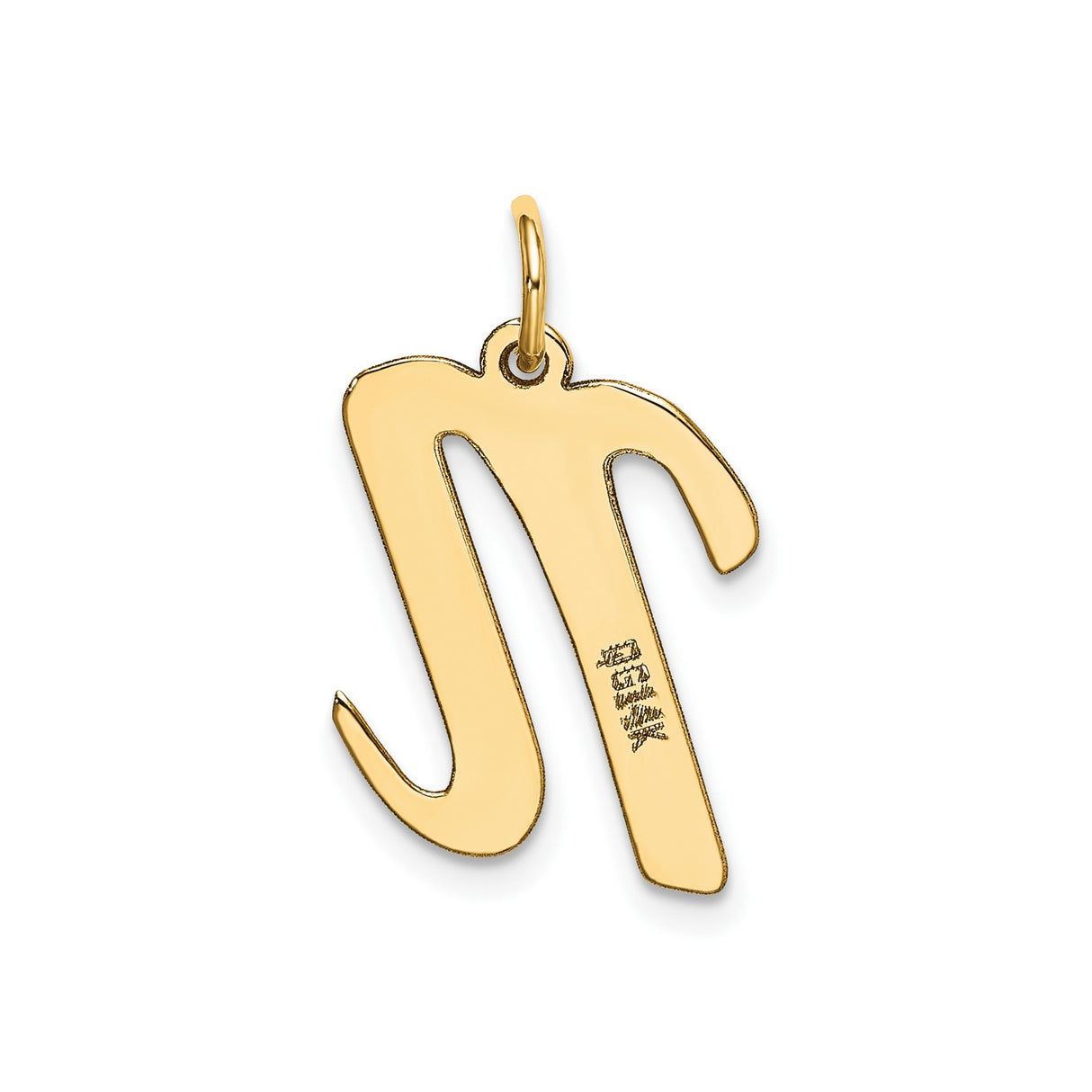 14k Yellow Gold Lowercase N Pendant, Flat Script Letter Charm, Dainty Initial Jewelry