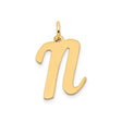 14k Yellow Gold Lowercase N Pendant, Flat Script Letter Charm, Dainty Initial Jewelry