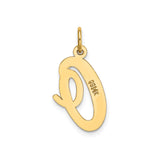 14k Yellow Gold Script Initial Pendant, Letter Q Charm in Cursive Font