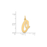 14k Yellow Gold Script Initial Pendant, Letter Q Charm in Cursive Font