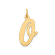 14k Yellow Gold Script Initial Pendant, Letter Q Charm in Cursive Font