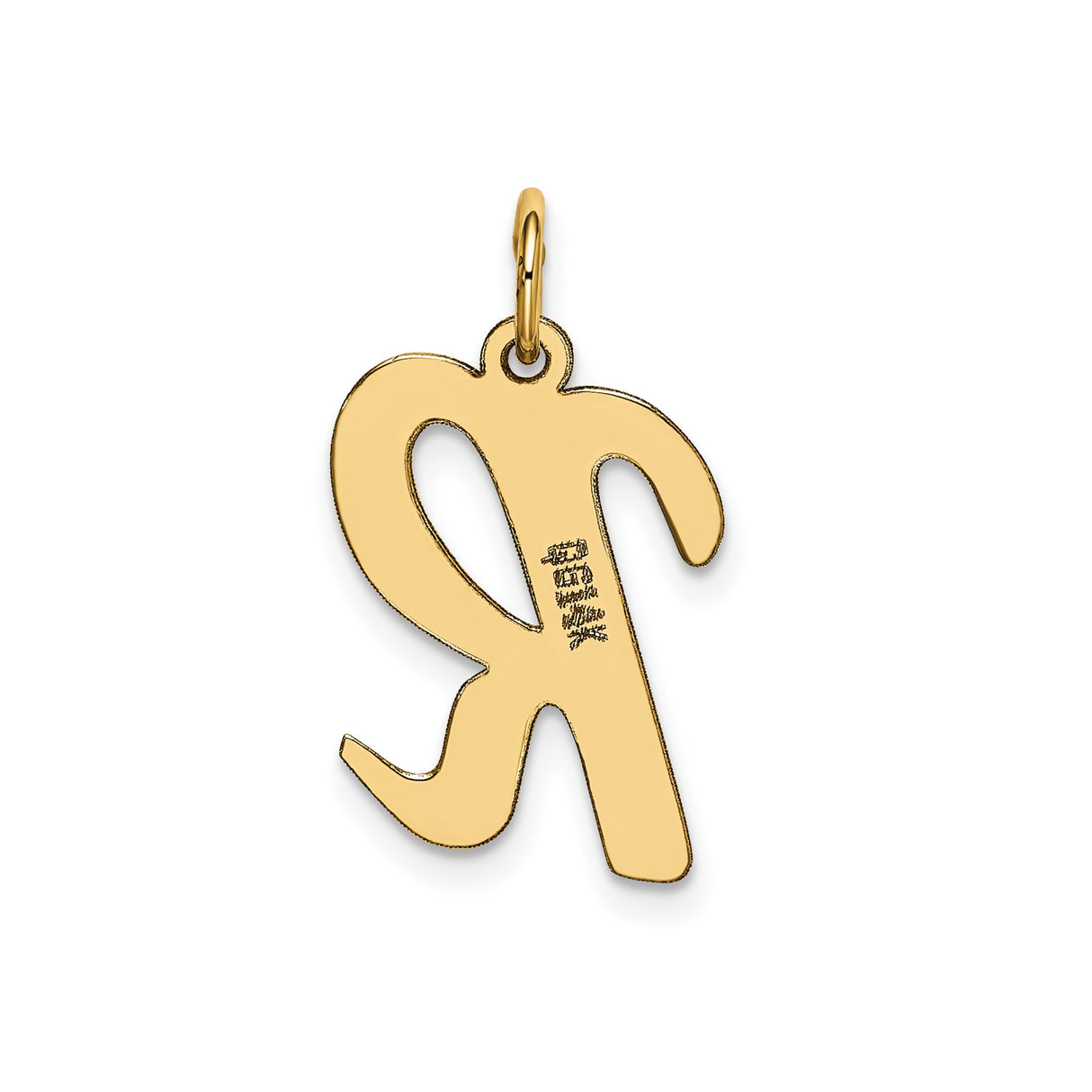 14k Yellow Gold Initial R Pendant Charm, Polished Script Letter, Monogram Jewelry for Women or Unisex