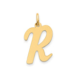 14k Yellow Gold Initial R Pendant Charm, Polished Script Letter, Monogram Jewelry for Women or Unisex