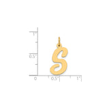 14k Yellow Gold Letter S Pendant Charm, Polished Script Initial Design for Women or Unisex Wear