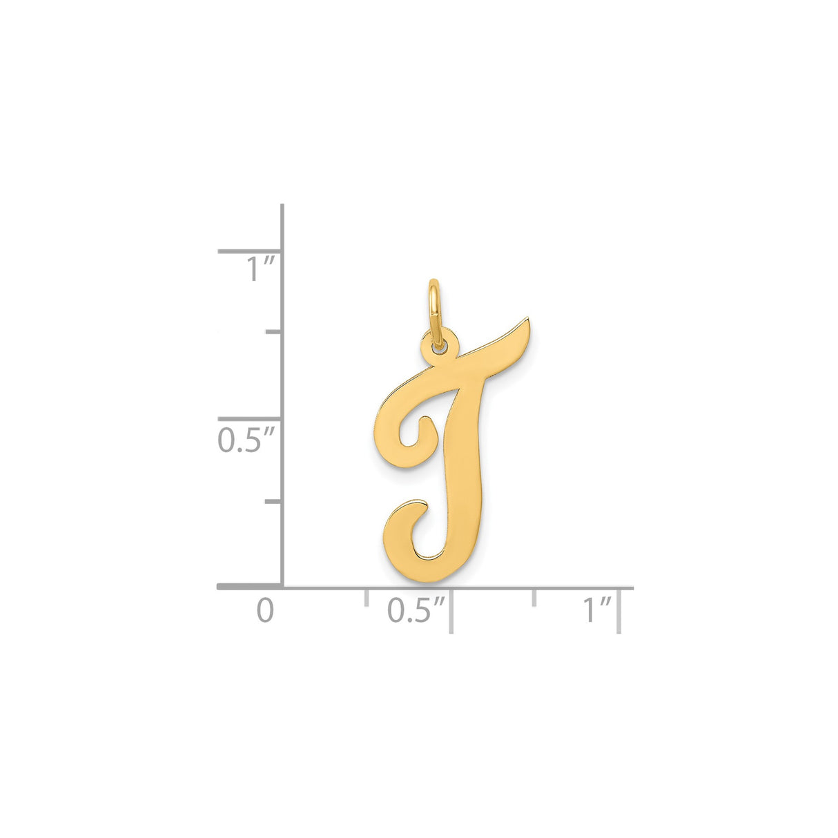 14k Yellow Gold Script Letter J Pendant, Polished Cursive Initial Charm for Necklace or Bracelet