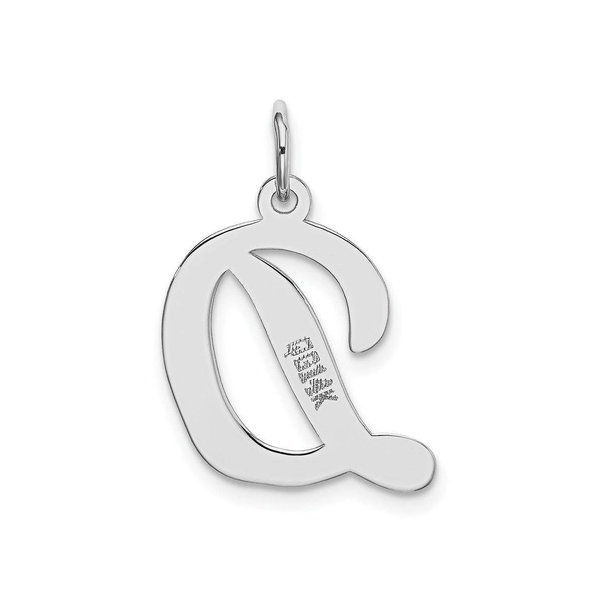 14k White Gold Initial Pendant Charm, Cursive Letter D Monogram Design for Women