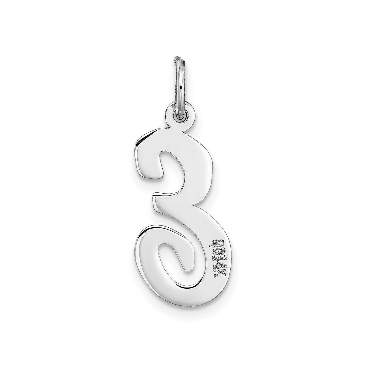 14k White Gold Script Letter E Pendant Charm, Polished Cursive Initial Jewelry for Women