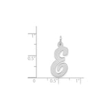 14k White Gold Script Letter E Pendant Charm, Polished Cursive Initial Jewelry for Women