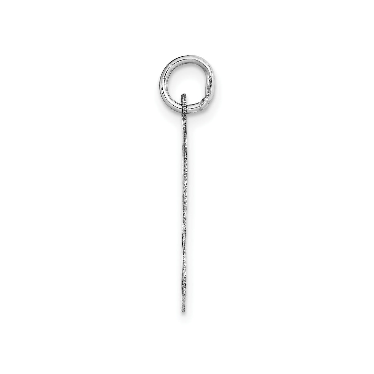 14k White Gold Script F Initial Pendant, Polished Uppercase Letter Charm for Women or Unisex Wear