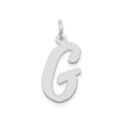 14k White Gold Script Letter G Pendant, Polished Initial Charm for Women