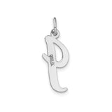 14k White Gold Initial Pendant, Polished Script Letter J Charm, Minimalist Monogram Jewelry