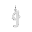 14k White Gold Initial Pendant, Polished Script Letter J Charm, Minimalist Monogram Jewelry