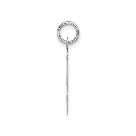 14k White Gold Initial J Pendant Charm, Polished Block Letter Design