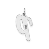 14k White Gold Letter P Pendant Charm, Lowercase Script Initial Monogram for Women