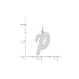 14k White Gold Letter P Pendant Charm, Lowercase Script Initial Monogram for Women