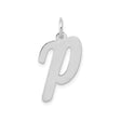 14k White Gold Letter P Pendant Charm, Lowercase Script Initial Monogram for Women